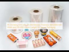 Màng co PE dày 30–200 micron, rộng 100–2000 mm và dài 30–1000 mét, dùng để đóng gói an toàn