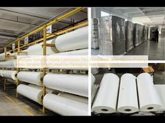 Màng cán mờ ép đùn nhiều lớp tương thích với nhiều loại mực in, chiều dài thay đổi, lý tưởng cho ngành bao bì và nhãn mác.