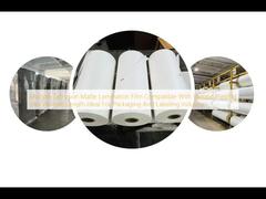 Màng cán mờ ép đùn nhiều lớp tương thích với nhiều loại mực in, chiều dài thay đổi, lý tưởng cho ngành bao bì và nhãn mác.